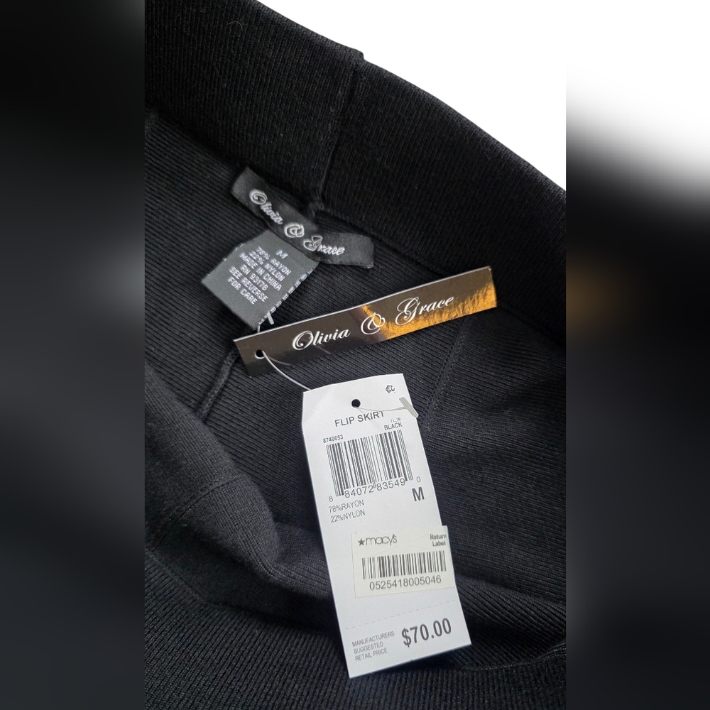Olivia & Grace Medium Black Scalloped Hem Skirt NWT​ Quiet Luxury - Picture 3 of 9
